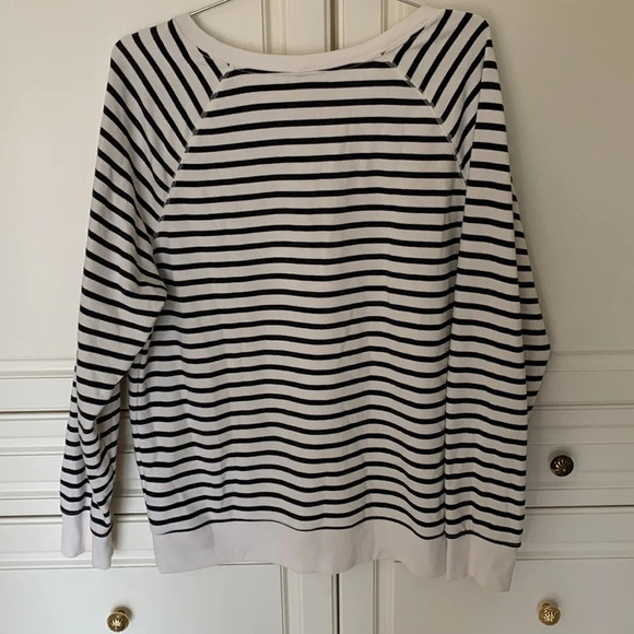 Old navy size large black white striped crew neck sweatshirt rainbow pineapple - Picture 5 of 5